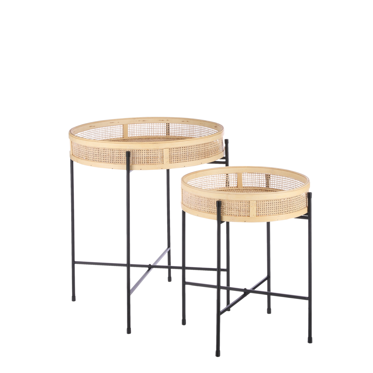 Leandro Beistelltisch – 2er-Set – H53 x Ø45 cm – Schwarz