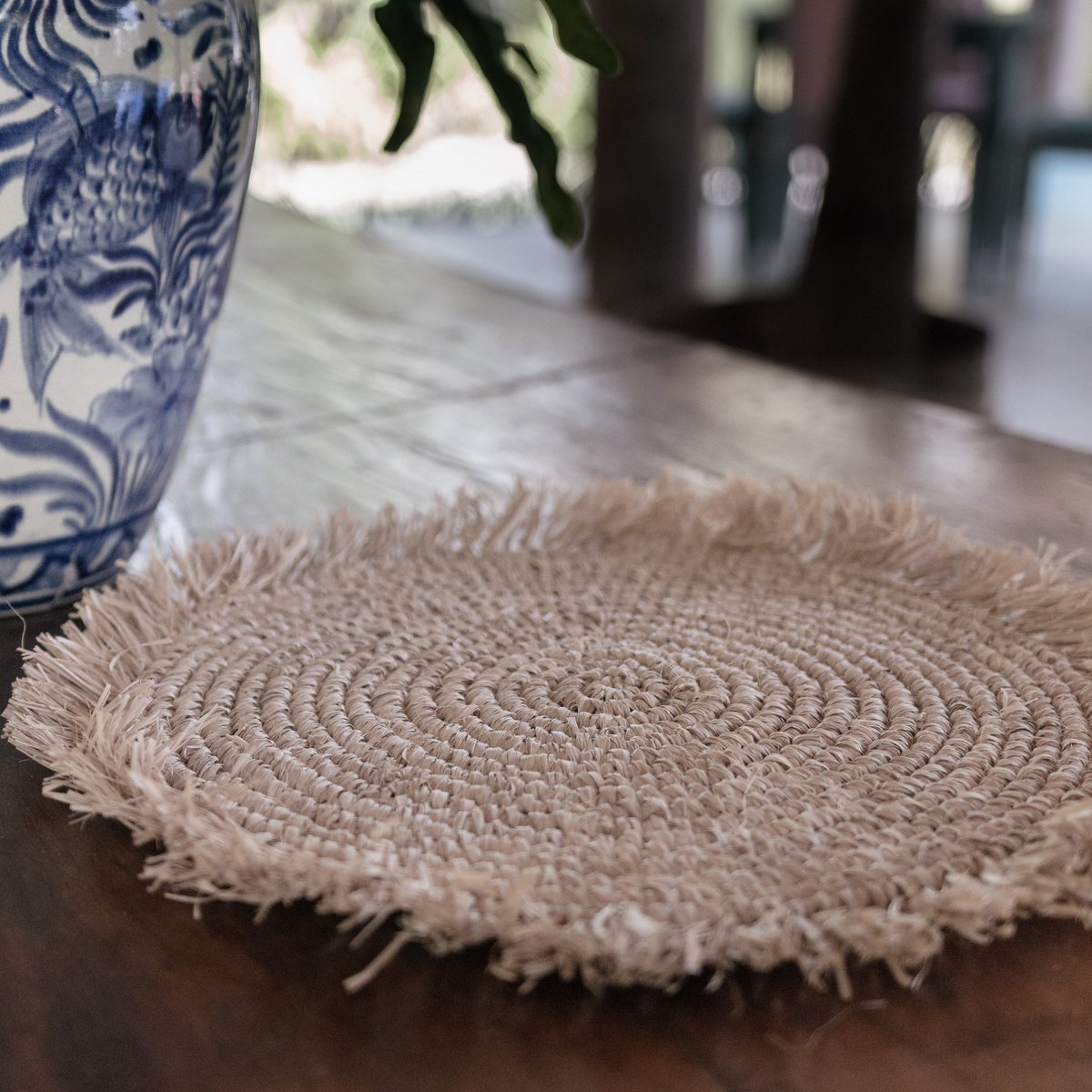 Tischset (2er, 4er oder 6er Set) AMBON | Tischset aus Raffiabast | 35 cm Durchmesser