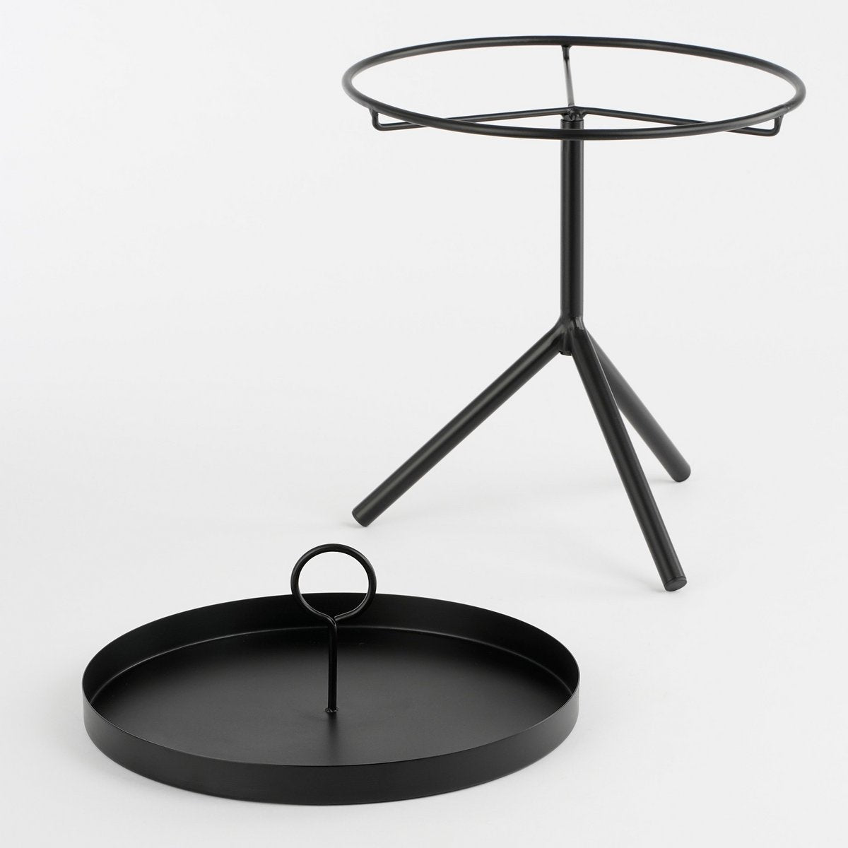Aston Beistelltisch mit abnehmbarem Tablett – H40 x Ø31 cm – Metall – Schwarz