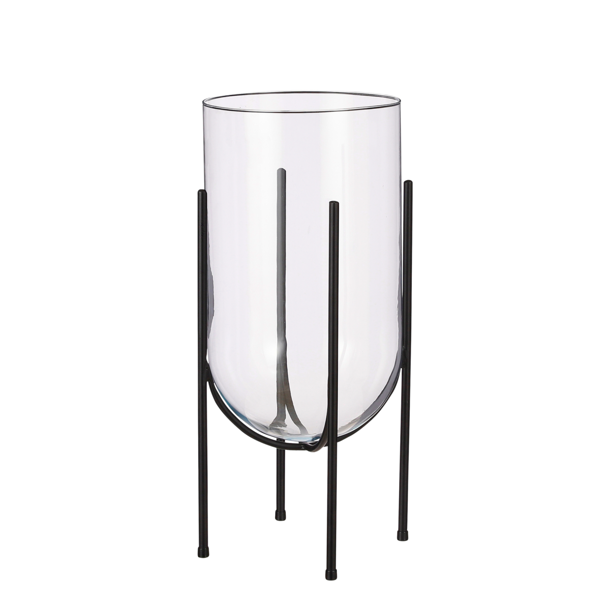 Jamey Vase auf Ständer – H50 x Ø24 cm – Transparent, Schwarz