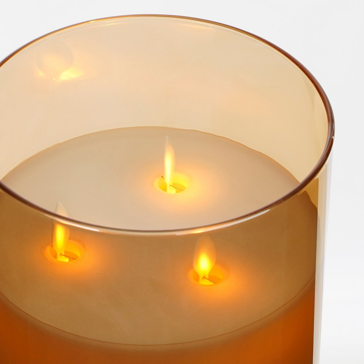 LED-Kerze – H20 x Ø15 cm – Glas/Wachs – Gold