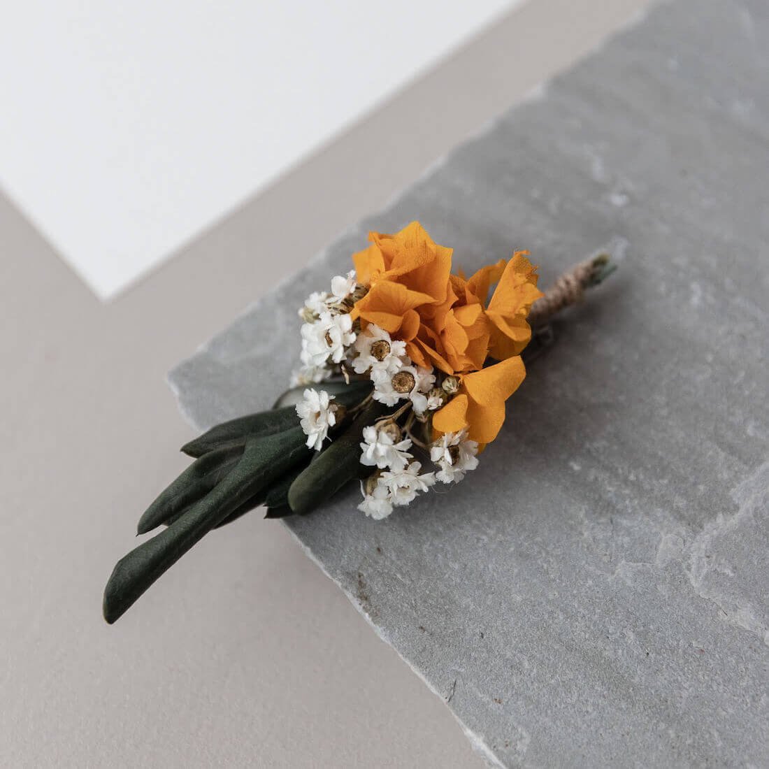 Anstecker Bräutigam I Trauzeuge I Trockenblumen Olivenzweige Hortensie