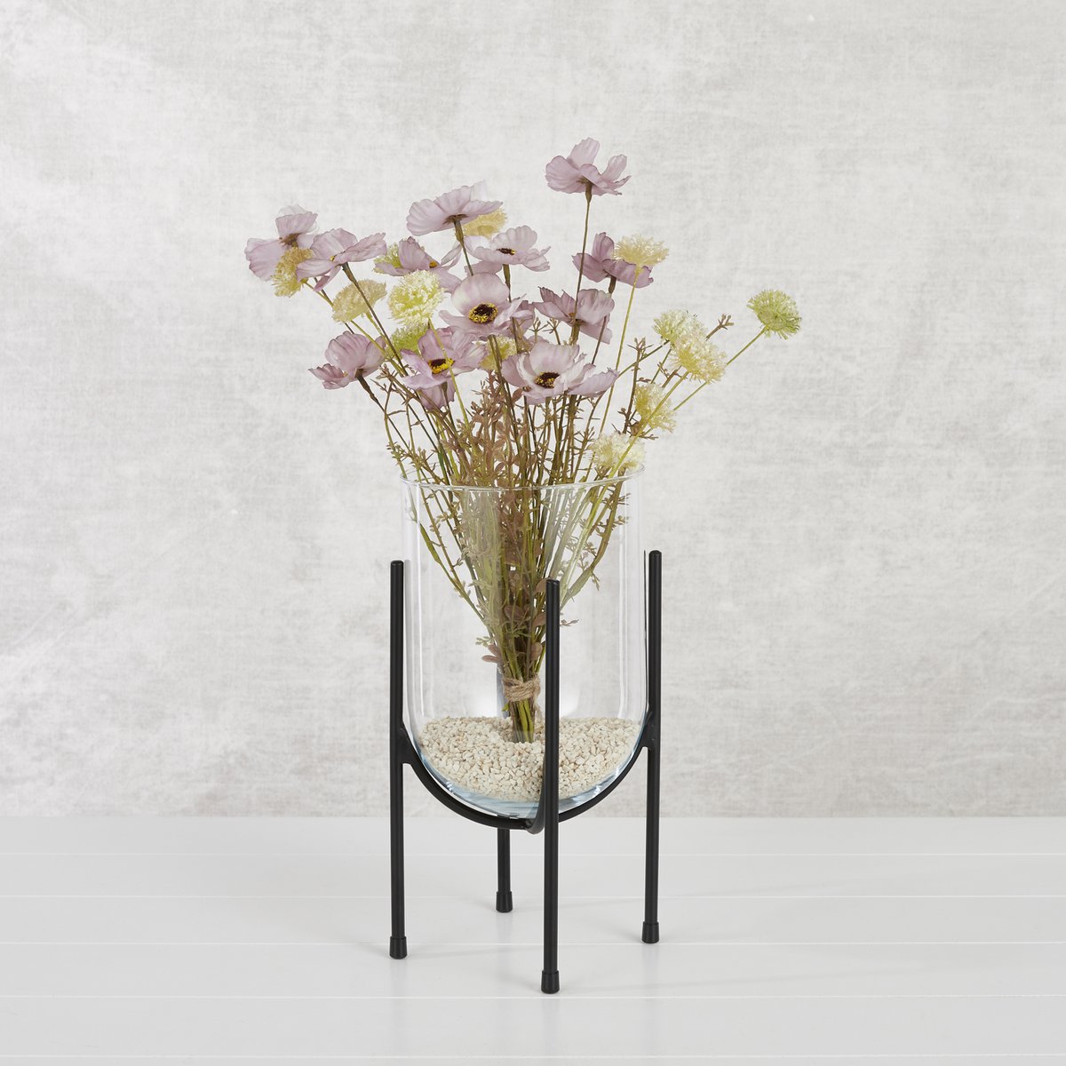 Jamey Vase auf Ständer – H31 x Ø17 cm – Transparent, Schwarz
