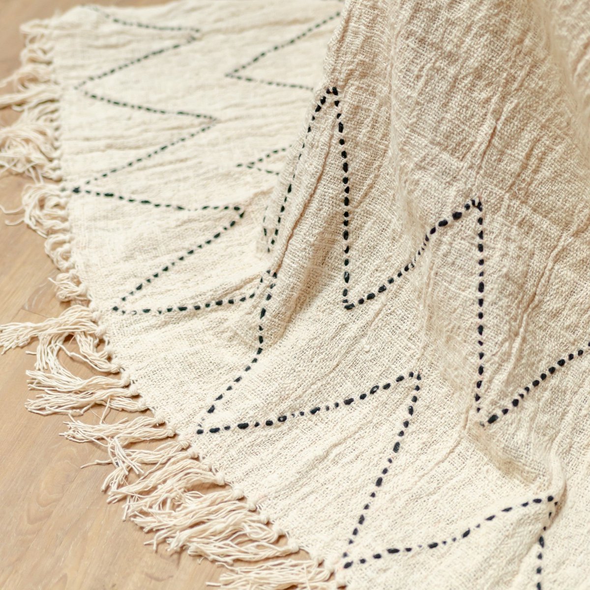 Baumwolldecke | Tagesdecke | Bettdecke | Sofadecke 140x200 cm LINGGAH handgewebt aus Baumwolle