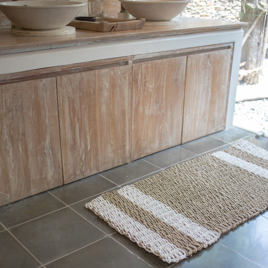 Seegrasteppich 120x60 cm SEWU | Gestreifter Teppich aus Seegras