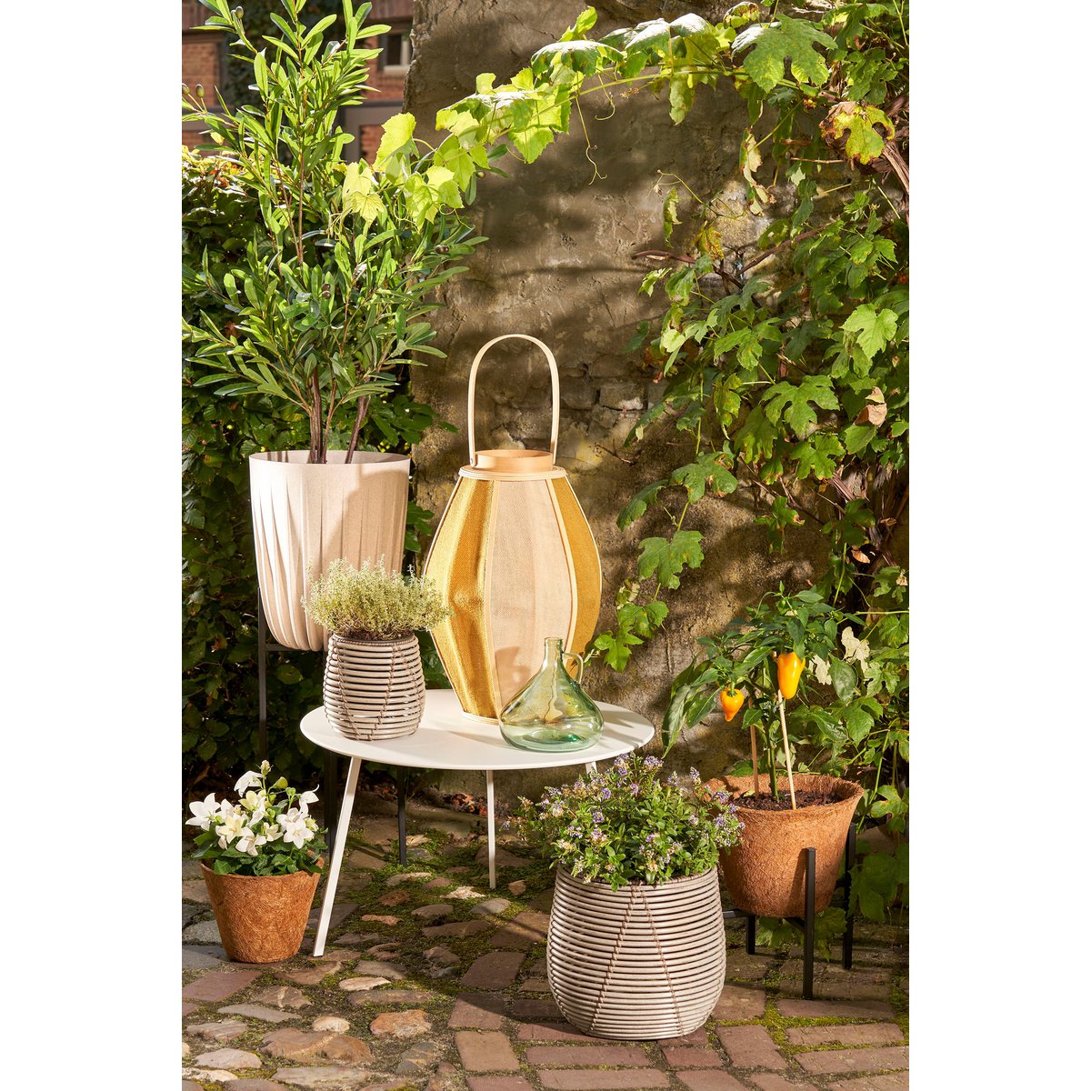 Roger Laterne - H45 x Ø32 cm - Jute - Beige, Braun