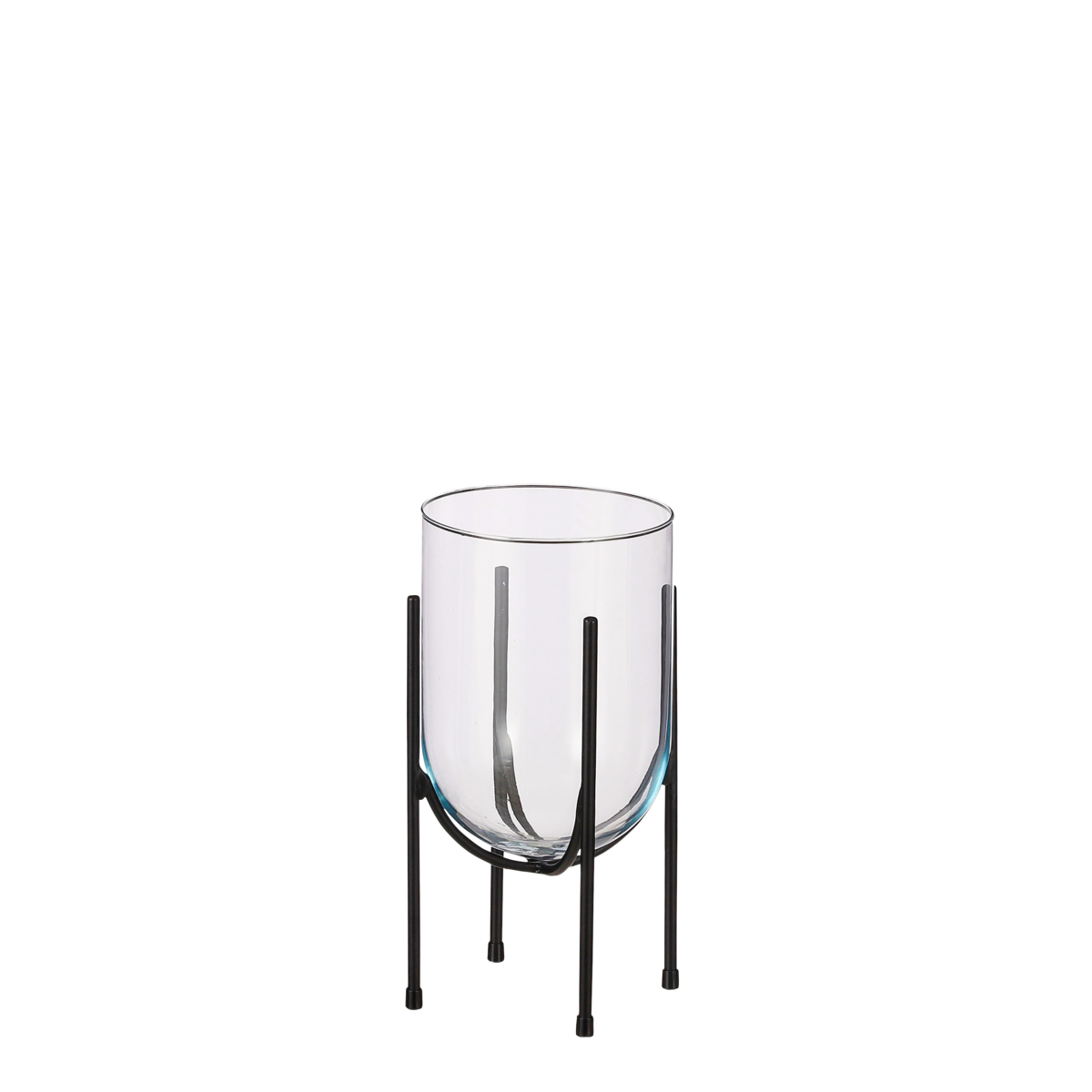 Jamey Vase auf Ständer – H31 x Ø17 cm – Transparent, Schwarz