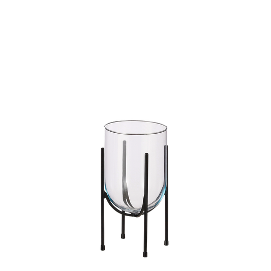 Jamey Vase auf Ständer – H31 x Ø17 cm – Transparent, Schwarz