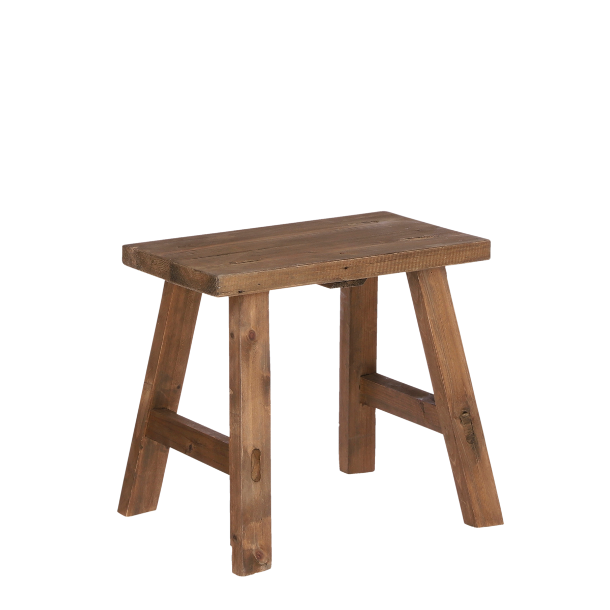 Mutiger Holzhocker – L38 x B29 x H34 cm – recyceltes Holz – Braun