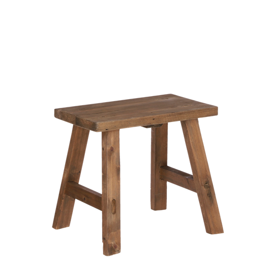 Mutiger Holzhocker – L38 x B29 x H34 cm – recyceltes Holz – Braun