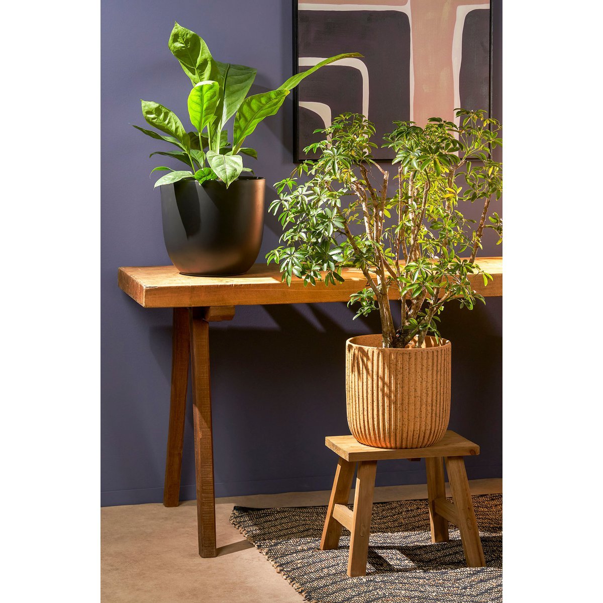 Mutiger Holzhocker – L38 x B29 x H34 cm – recyceltes Holz – Braun
