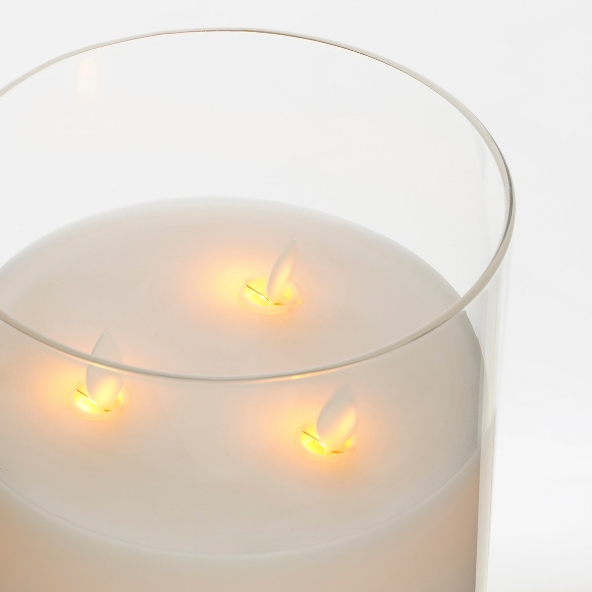 LED-Kerze – H20 x Ø15 cm – Glas/Wachs – Transparent